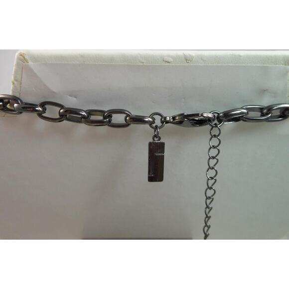 Vintage Three Strand Crystal Pendant Black Grey Necklace - Designer Signed - Picture 7 of 7